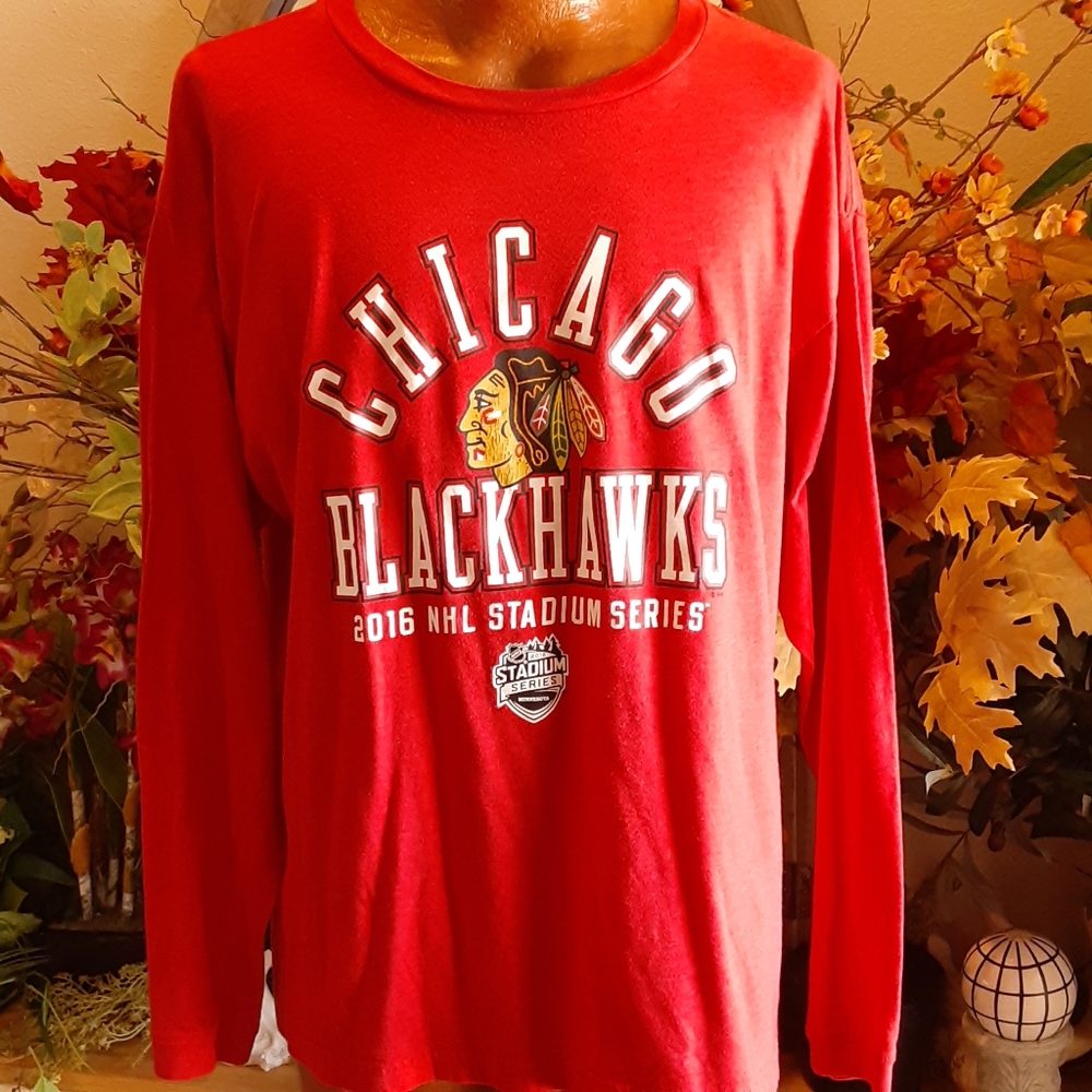 Stadium Series, NHL, CHICAGO BLACKHAWKS, LS Cotton Blend Tee, Size 2XL